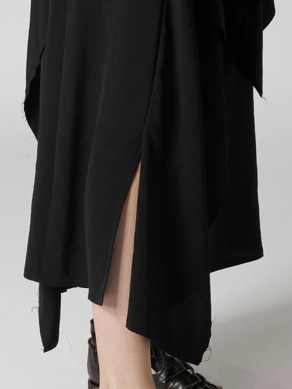 YOHJI YAMAMOTO Y's TA/PE CREPE DE CHINE DRAPE SKIRT_BLACK