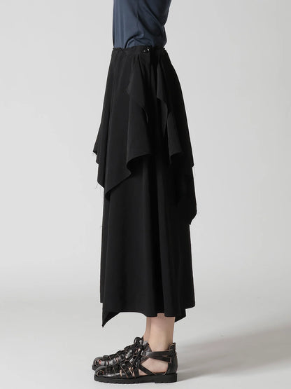 YOHJI YAMAMOTO Y's TA/PE CREPE DE CHINE DRAPE SKIRT_BLACK