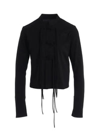 YOHJI YAMAMOTO Y'S COTTON JERSEY SHAKA BUTTON CARDIGAN_BLACK