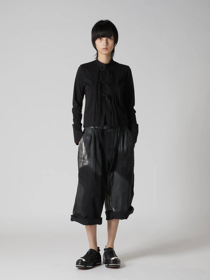 YOHJI YAMAMOTO Y'S COTTON JERSEY SHAKA BUTTON CARDIGAN_BLACK