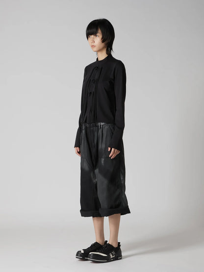 YOHJI YAMAMOTO Y'S COTTON JERSEY SHAKA BUTTON CARDIGAN_BLACK