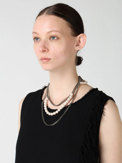 Y's PEARL AND CHAIN NECKLACE