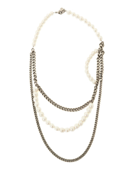 Y's PEARL AND CHAIN NECKLACE