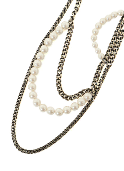 Y's PEARL AND CHAIN NECKLACE