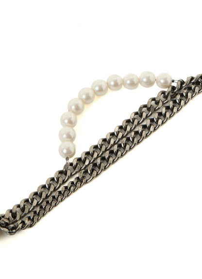 Y's PEARL AND CHAIN NECKLACE