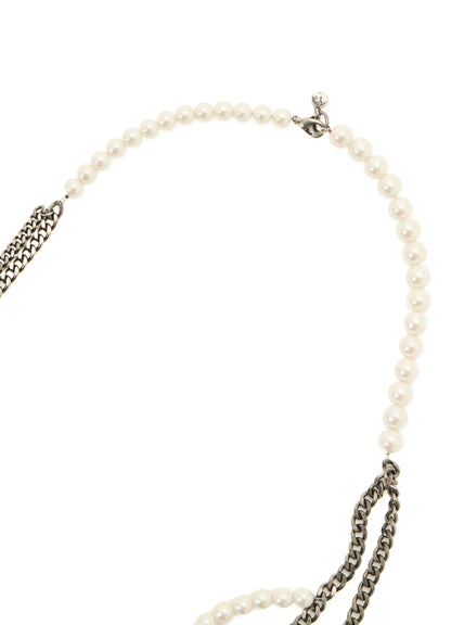 Y's PEARL AND CHAIN LONG NECKLACE