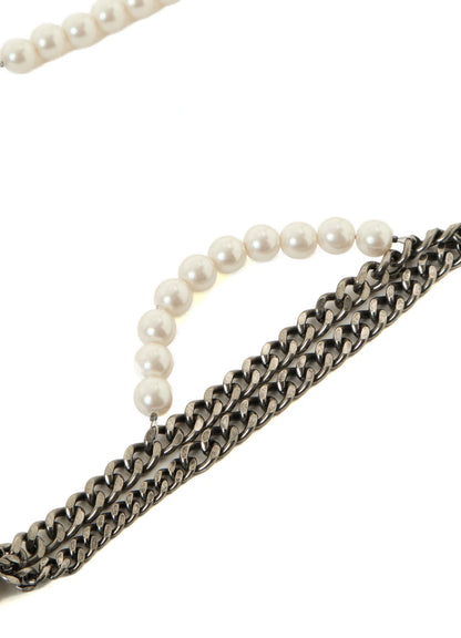 Y's PEARL AND CHAIN LONG NECKLACE