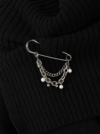 Y's PEARL AND CHAIN PIN