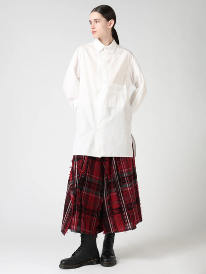 Y's 100/2 COTTON BROAD SHIFTED PANEL BLOUSE_WHITE