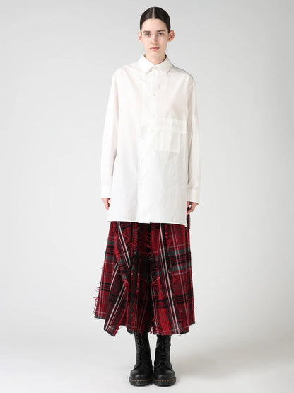 Y's 100/2 COTTON BROAD SHIFTED PANEL BLOUSE_WHITE