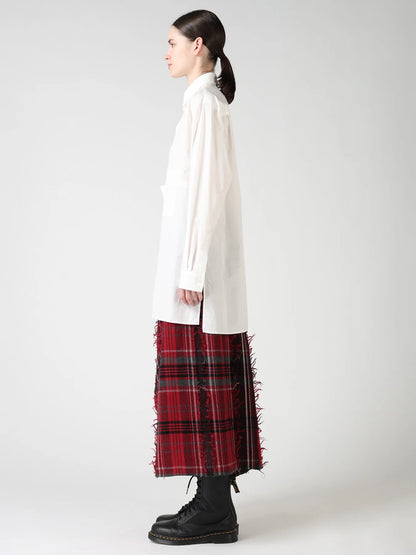 Y's 100/2 COTTON BROAD SHIFTED PANEL BLOUSE_WHITE