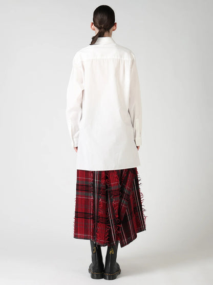 Y's 100/2 COTTON BROAD SHIFTED PANEL BLOUSE_WHITE
