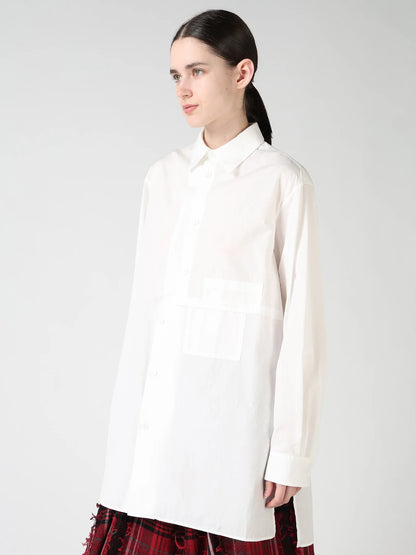 Y's 100/2 COTTON BROAD SHIFTED PANEL BLOUSE_WHITE