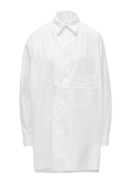 Y's 100/2 COTTON BROAD SHIFTED PANEL BLOUSE_WHITE