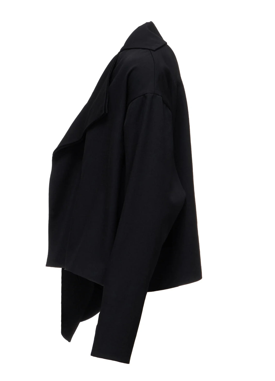 Y's WOOL GABARDINE DRAPE BLOUSE_BLACK
