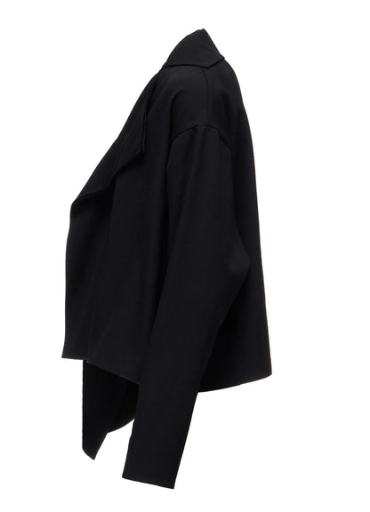 Y's WOOL GABARDINE DRAPE BLOUSE_BLACK
