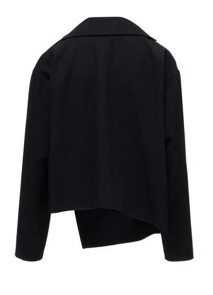 Y's WOOL GABARDINE DRAPE BLOUSE_BLACK