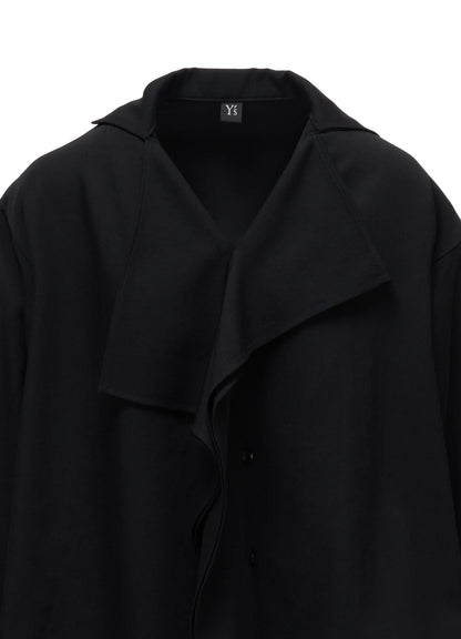 Y's WOOL GABARDINE DRAPE BLOUSE_BLACK