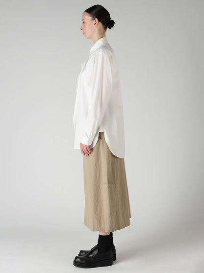 Y's 100/2 COTTON BROAD DOUBLE-FRONT GATHERED BLOUSE_WHITE