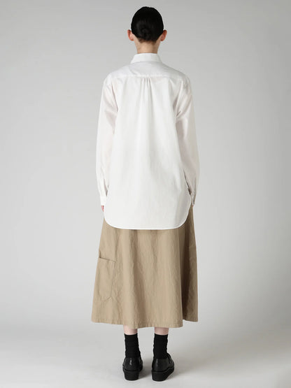 Y's 100/2 COTTON BROAD DOUBLE-FRONT GATHERED BLOUSE_WHITE
