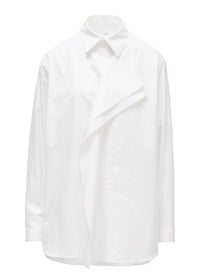 Y's 100/2 COTTON BROAD DOUBLE-FRONT GATHERED BLOUSE_WHITE