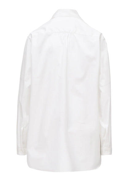 Y's 100/2 COTTON BROAD DOUBLE-FRONT GATHERED BLOUSE_WHITE