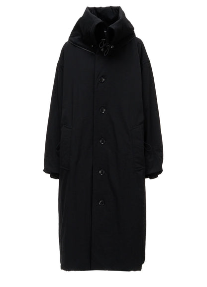Y's NYLON PADDED TASLAN OXFORD STAND HOODIE COAT_BLACK