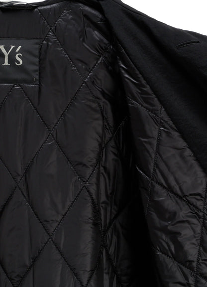 Y's NYLON PADDED TASLAN OXFORD STAND HOODIE COAT_BLACK