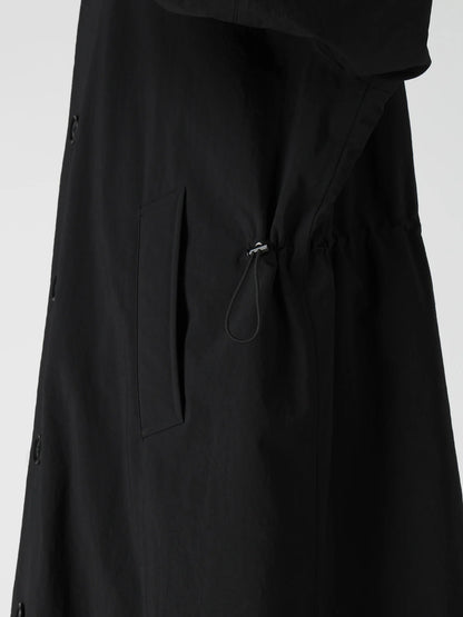 Y's NYLON PADDED TASLAN OXFORD STAND HOODIE COAT_BLACK