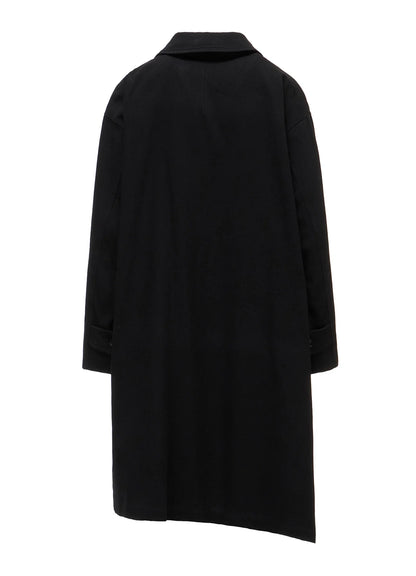 Y's COTTON FLAX ASYMMETRIC TRENCH COAT_BLACK