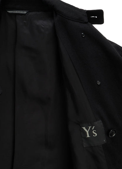 Y's COTTON FLAX ASYMMETRIC TRENCH COAT_BLACK