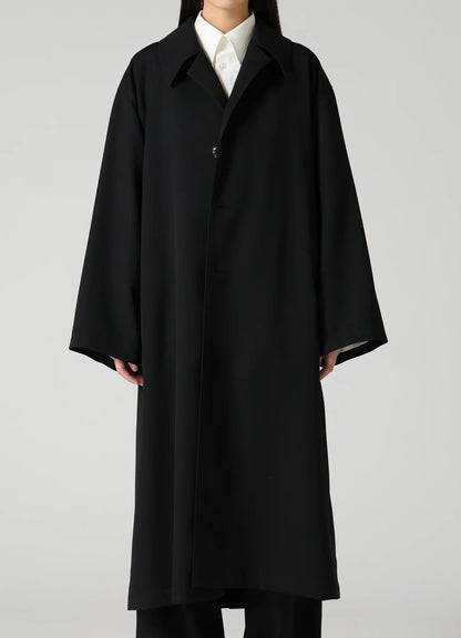 Y's....WOOL GABARDINE GATHERED COAT_BLACK