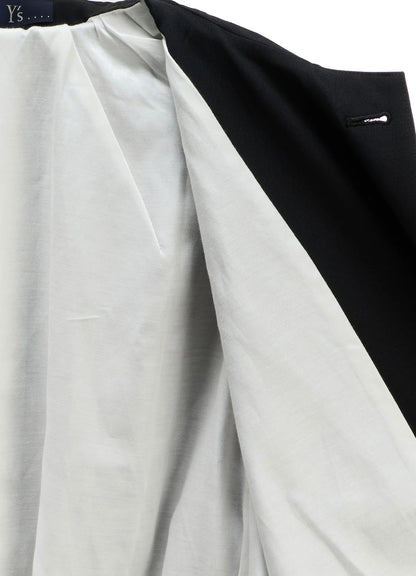 Y's....WOOL GABARDINE GATHERED COAT_BLACK