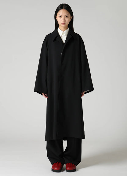 Y's....WOOL GABARDINE GATHERED COAT_BLACK