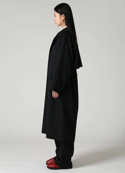 Y's....WOOL GABARDINE GATHERED COAT_BLACK