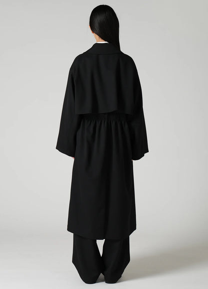 Y's....WOOL GABARDINE GATHERED COAT_BLACK
