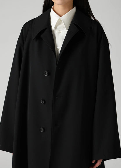 Y's....WOOL GABARDINE GATHERED COAT_BLACK