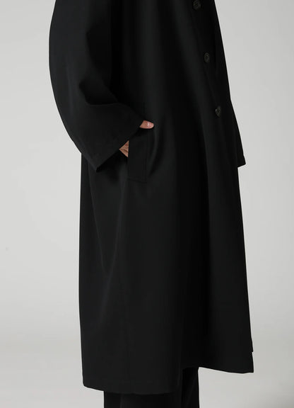 Y's....WOOL GABARDINE GATHERED COAT_BLACK