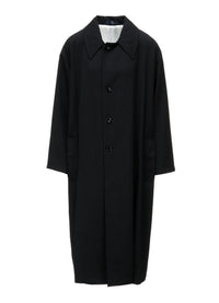 Y's....WOOL GABARDINE GATHERED COAT_BLACK