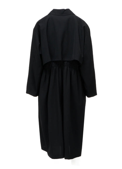 Y's....WOOL GABARDINE GATHERED COAT_BLACK
