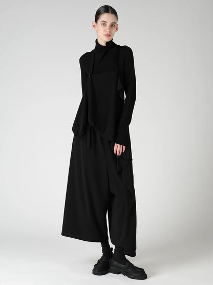 Y's TA/PE CREPE DE CHINE APRON DRESS_BLACK