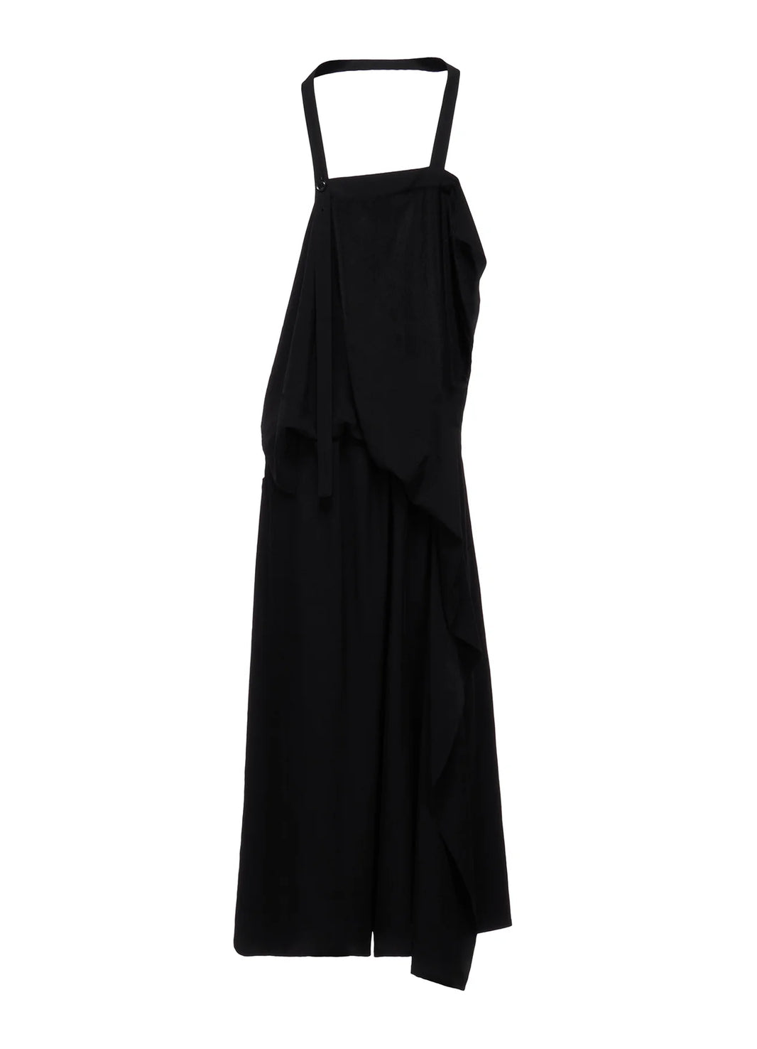Y's TA/PE CREPE DE CHINE APRON DRESS_BLACK
