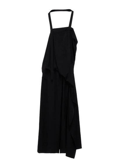 Y's TA/PE CREPE DE CHINE APRON DRESS_BLACK