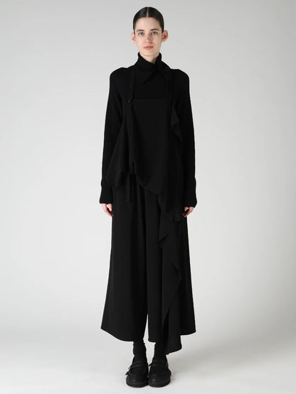 Y's TA/PE CREPE DE CHINE APRON DRESS_BLACK