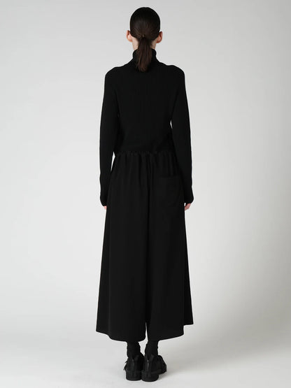 Y's TA/PE CREPE DE CHINE APRON DRESS_BLACK