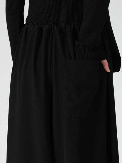 Y's TA/PE CREPE DE CHINE APRON DRESS_BLACK