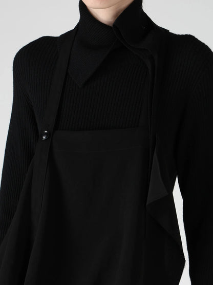 Y's TA/PE CREPE DE CHINE APRON DRESS_BLACK