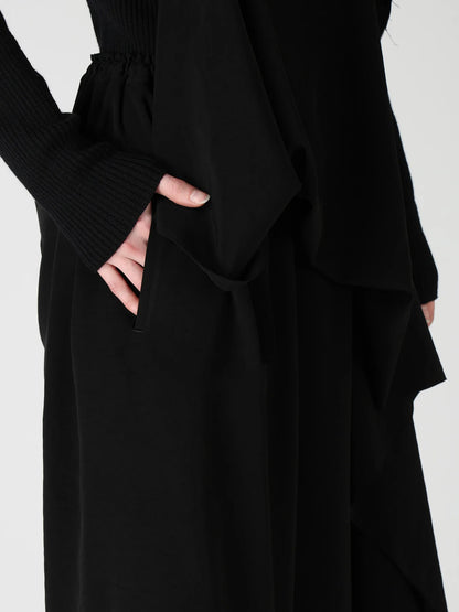 Y's TA/PE CREPE DE CHINE APRON DRESS_BLACK