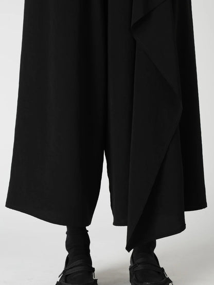 Y's TA/PE CREPE DE CHINE APRON DRESS_BLACK