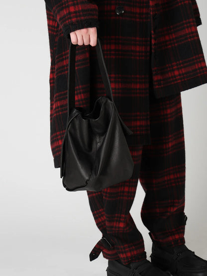 Y's UNFINISHED LEATHER MINI BAG_BLACK